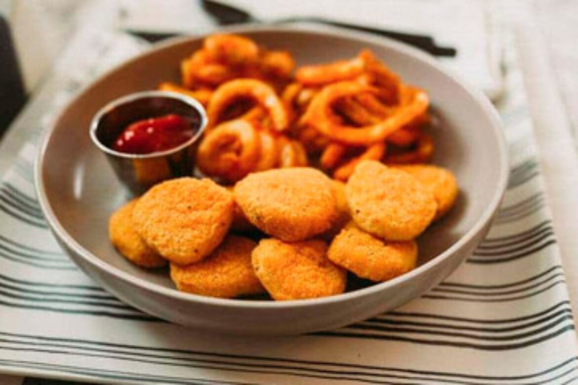 Chicken nuggets with fries and jelly