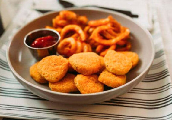 Chicken nuggets with fries and jelly